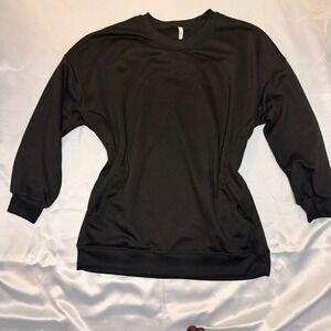 Halara Womens Black Crewneck Sweatshirt Long Sleeve Pullover with Pockets Size M
